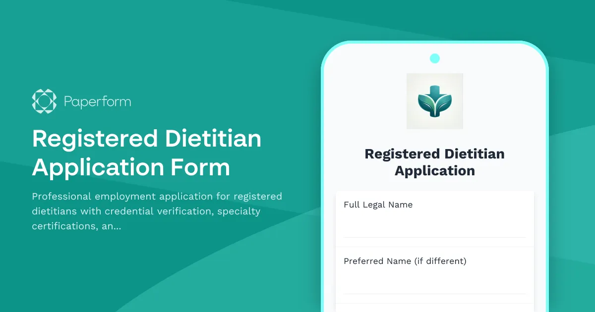 Registered Dietitian Application Form