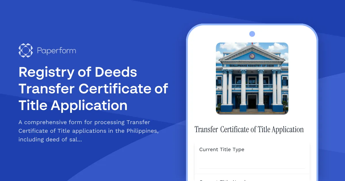 Registry of Deeds Transfer Certificate of Title Application