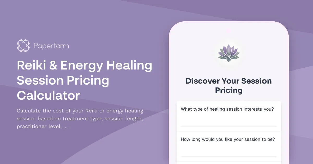 Reiki & Energy Healing Session Pricing Calculator