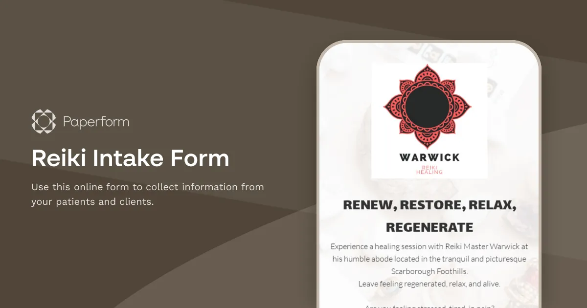 Reiki Intake Form
