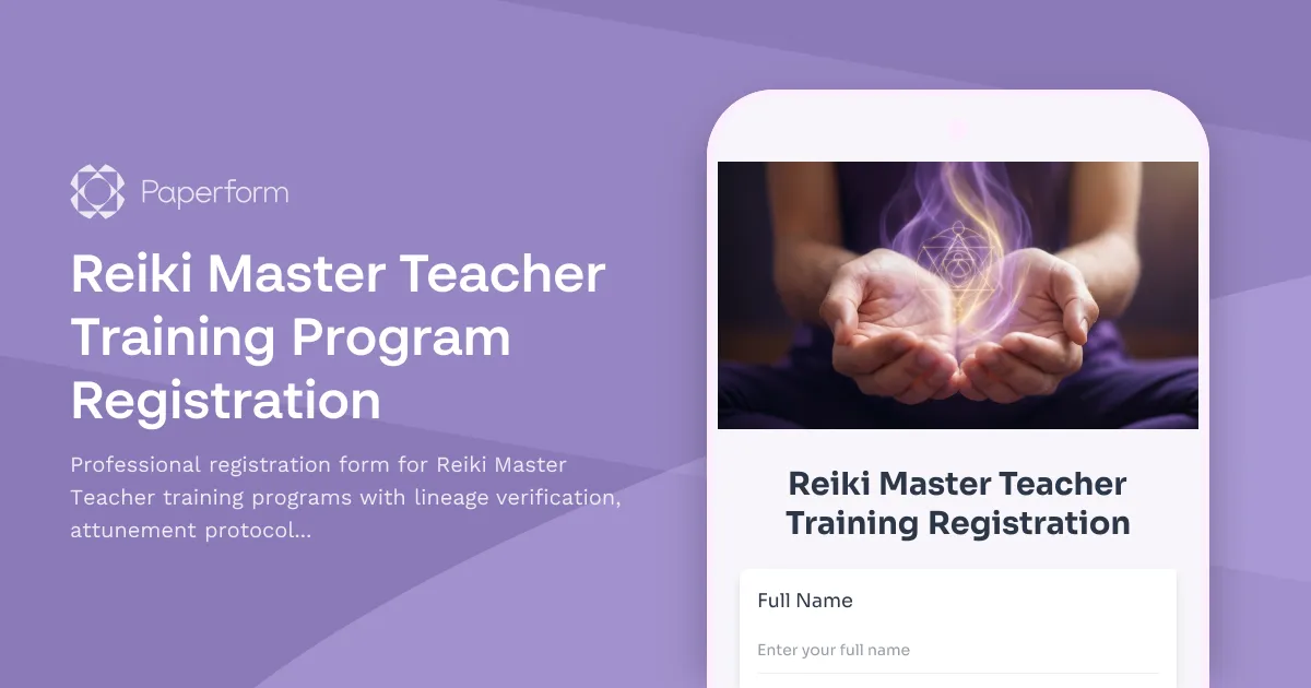 Reiki Master Teacher Training Program Registration