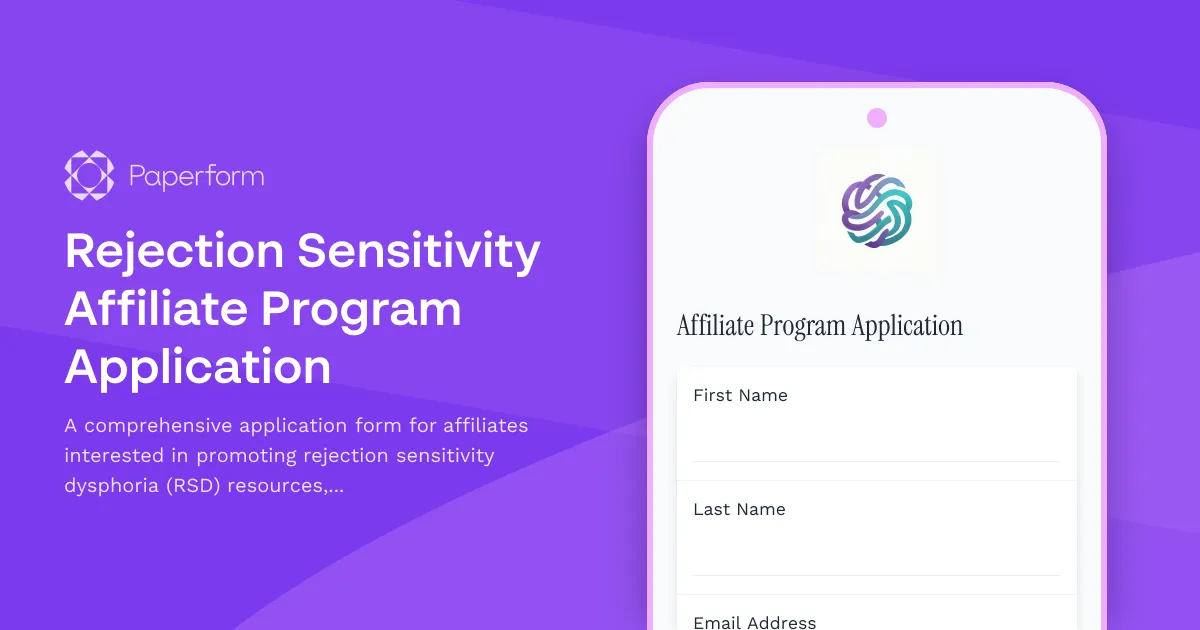 Rejection Sensitivity Affiliate Program Application