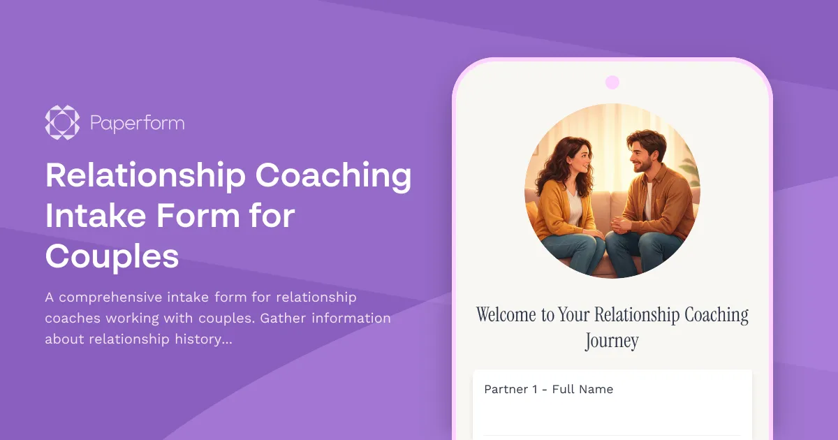 Relationship Coaching Intake Form for Couples