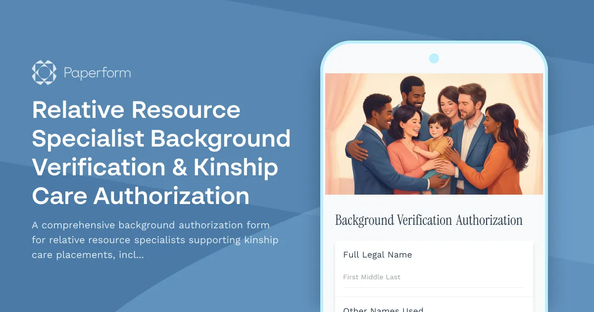 Relative Resource Specialist Background Verification & Kinship Care Authorization