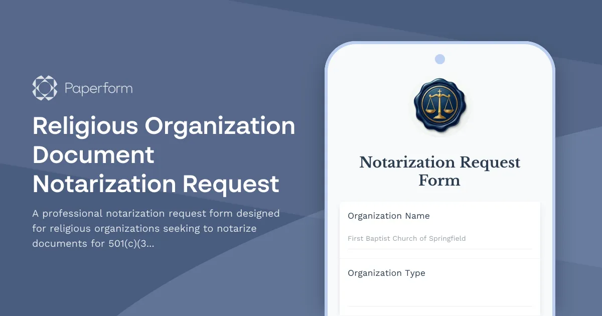 Religious Organization Document Notarization Request