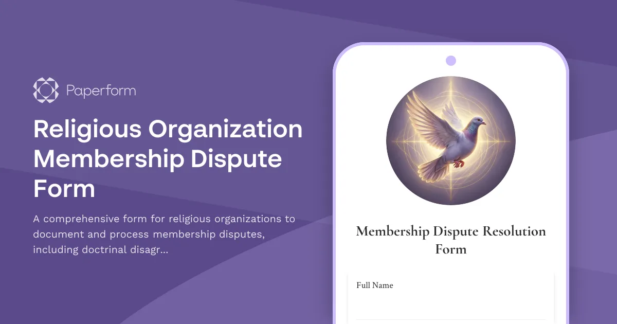 Religious Organization Membership Dispute Form