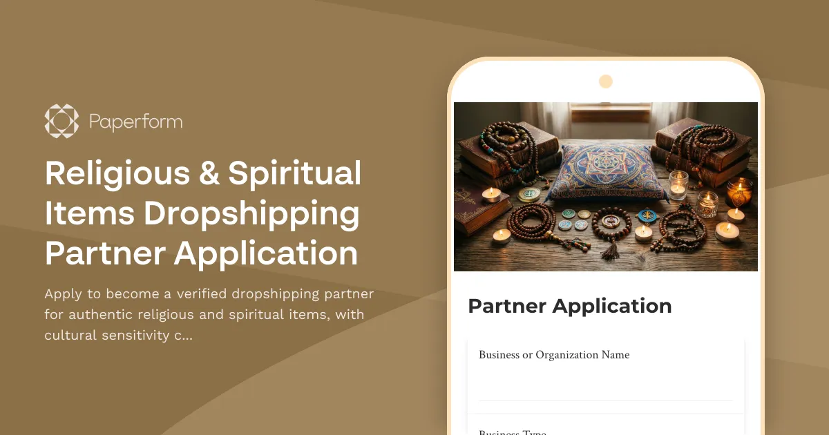 Religious & Spiritual Items Dropshipping Partner Application