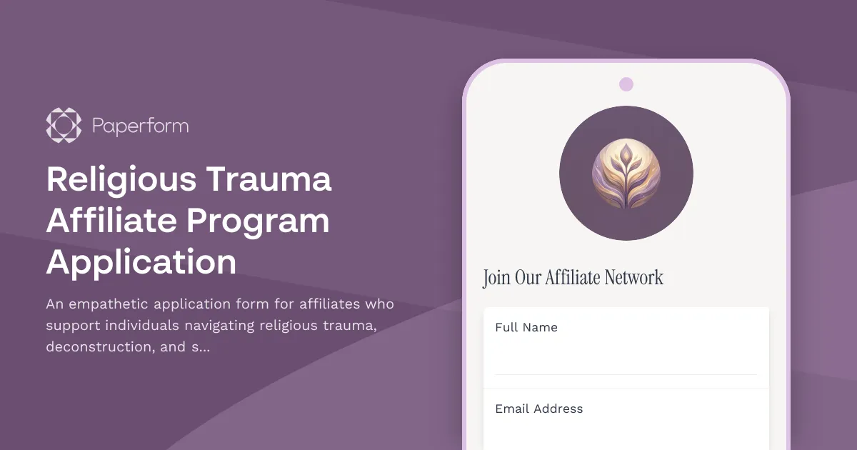 Religious Trauma Affiliate Program Application