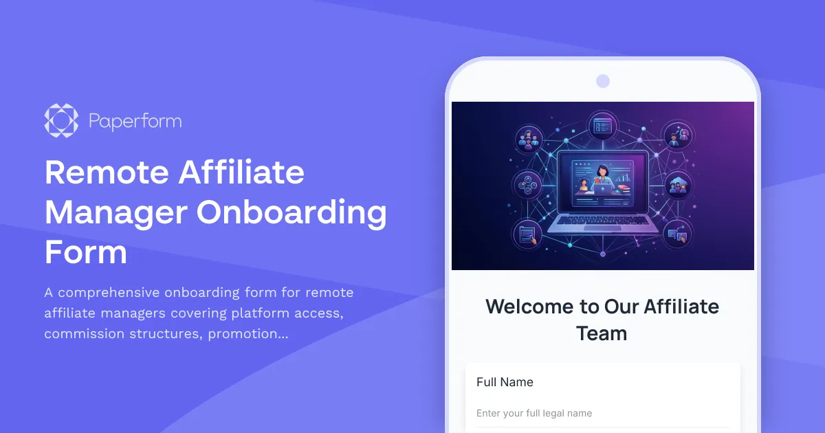 Remote Affiliate Manager Onboarding Form