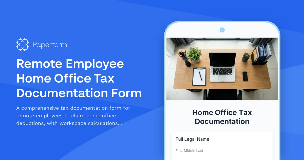 Remote Employee Home Office Tax Documentation Form