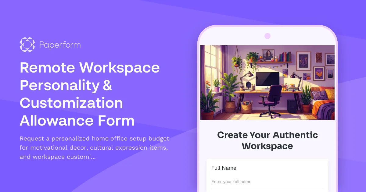 Remote Workspace Personality & Customization Allowance Form