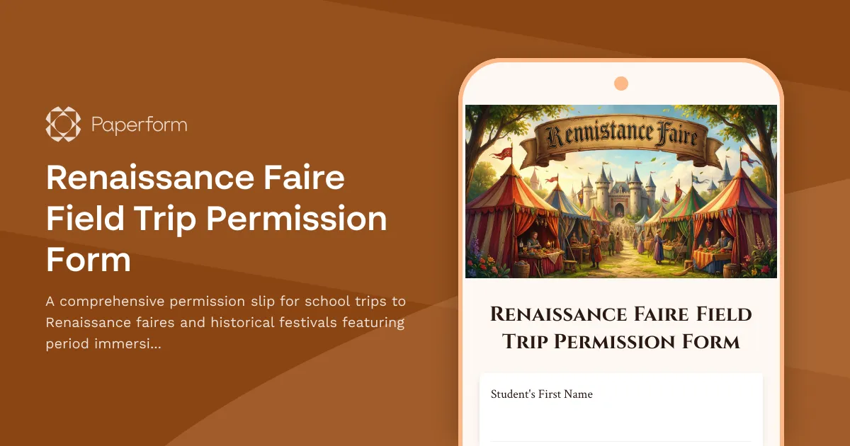 Renaissance Faire Field Trip Permission Form