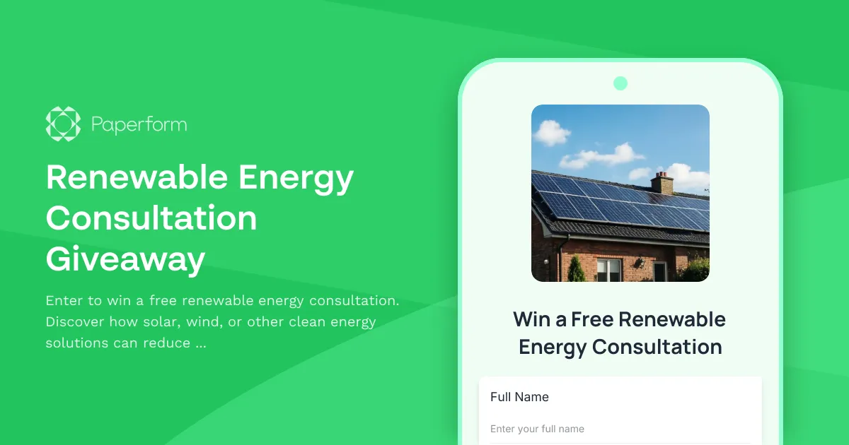 Renewable Energy Consultation Giveaway