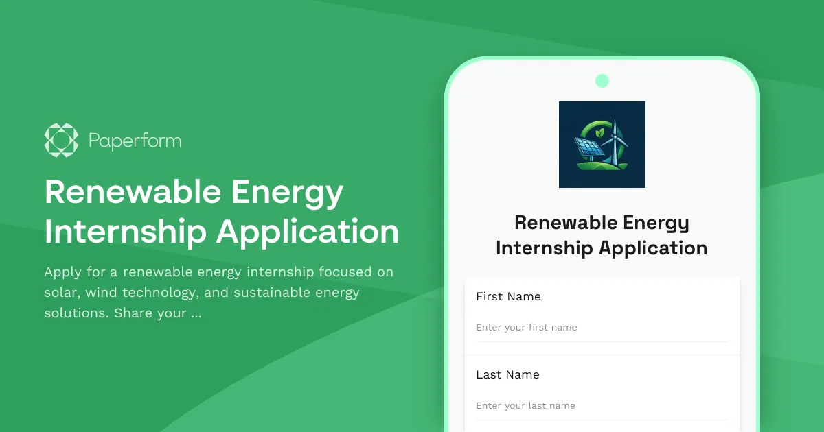 Renewable Energy Internship Application