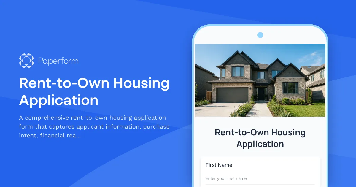 Rent-to-Own Housing Application