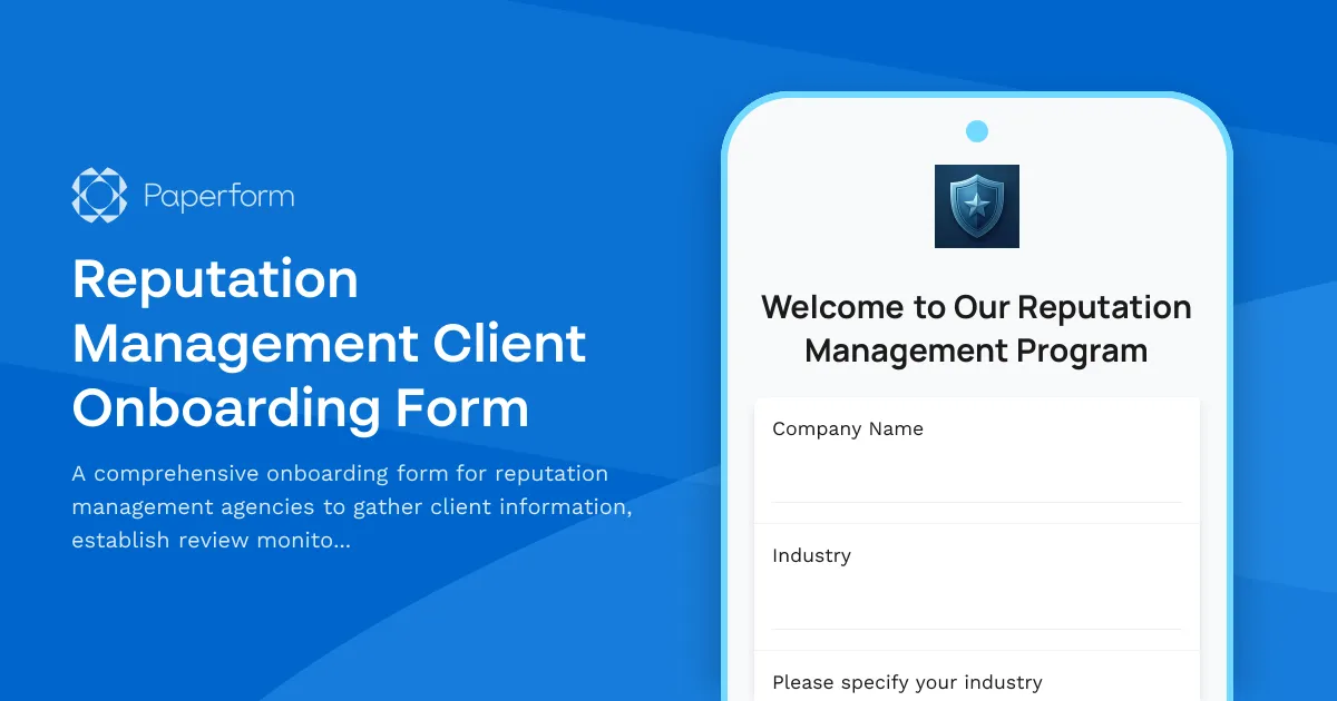 Reputation Management Client Onboarding Form