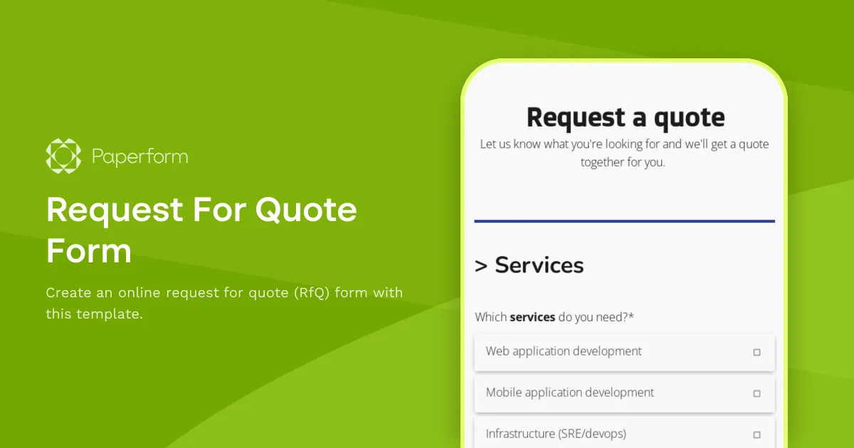 Request For Quote Form