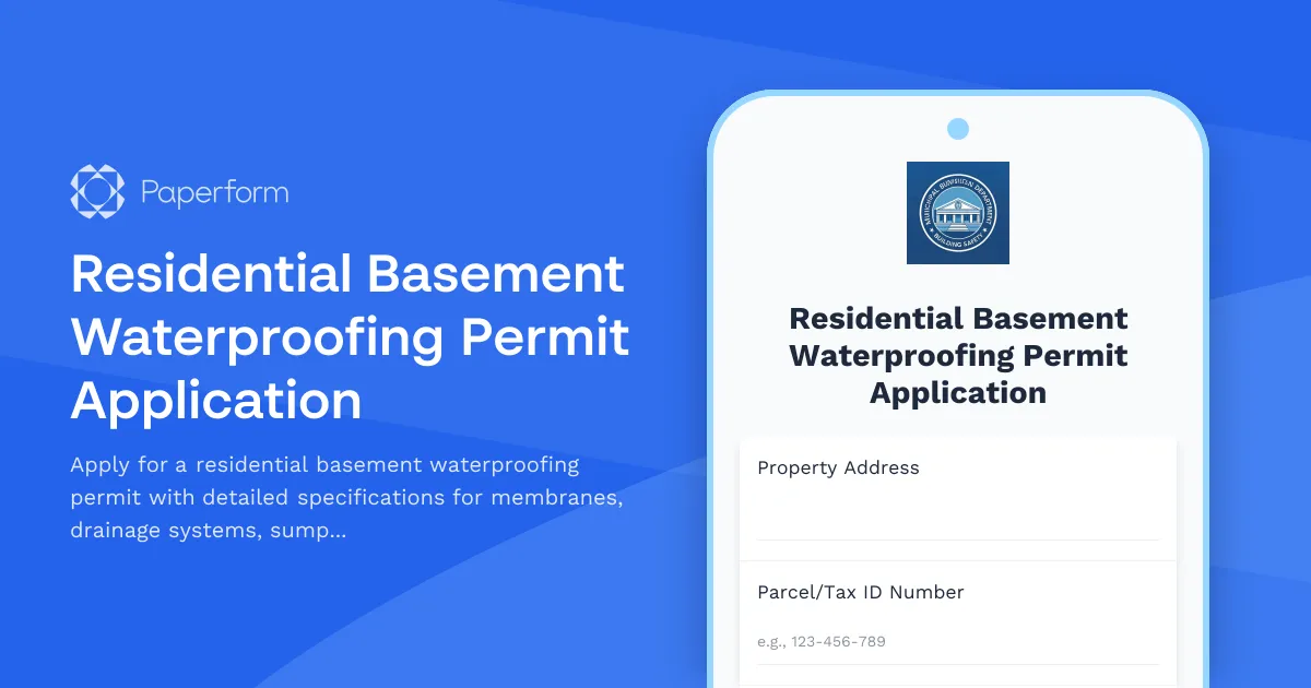 Residential Basement Waterproofing Permit Application