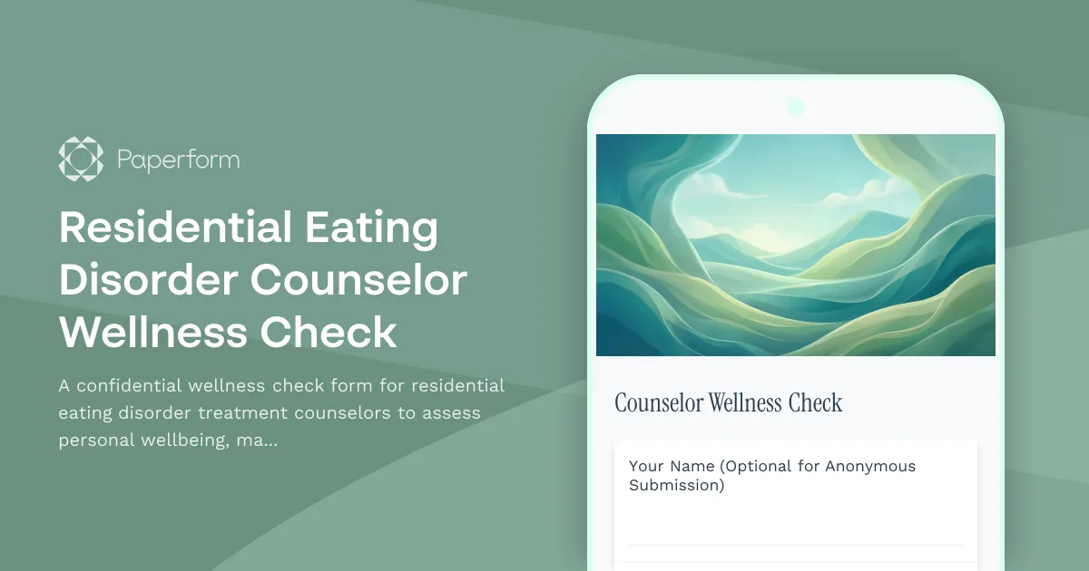 Residential Eating Disorder Counselor Wellness Check