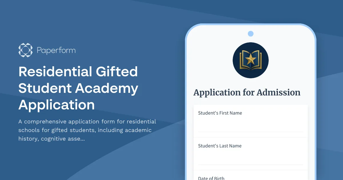 Residential Gifted Student Academy Application