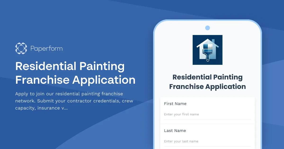Residential Painting Franchise Application