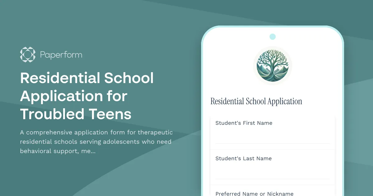 Residential School Application for Troubled Teens