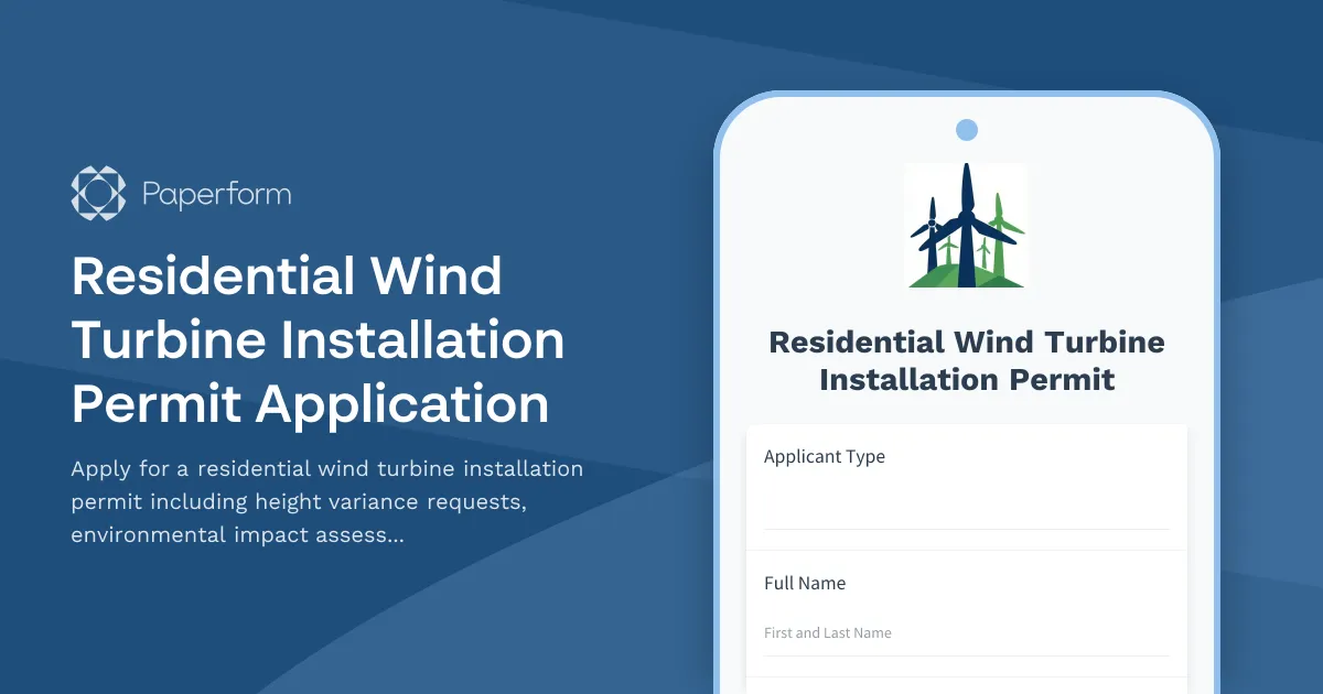 Residential Wind Turbine Installation Permit Application