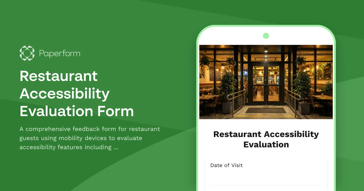 Restaurant Accessibility Evaluation Form