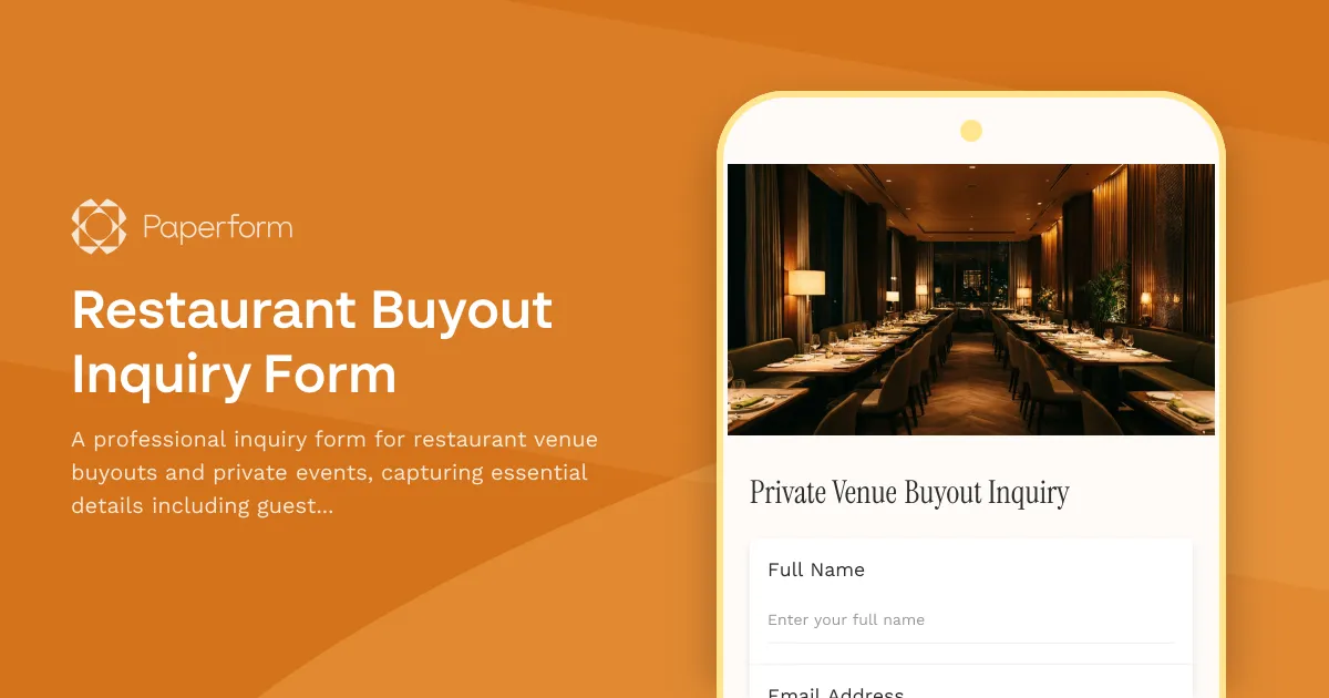 Restaurant Buyout Inquiry Form