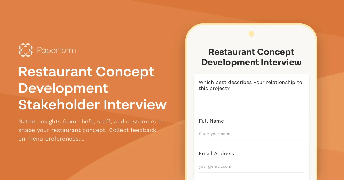 Restaurant Concept Development Stakeholder Interview