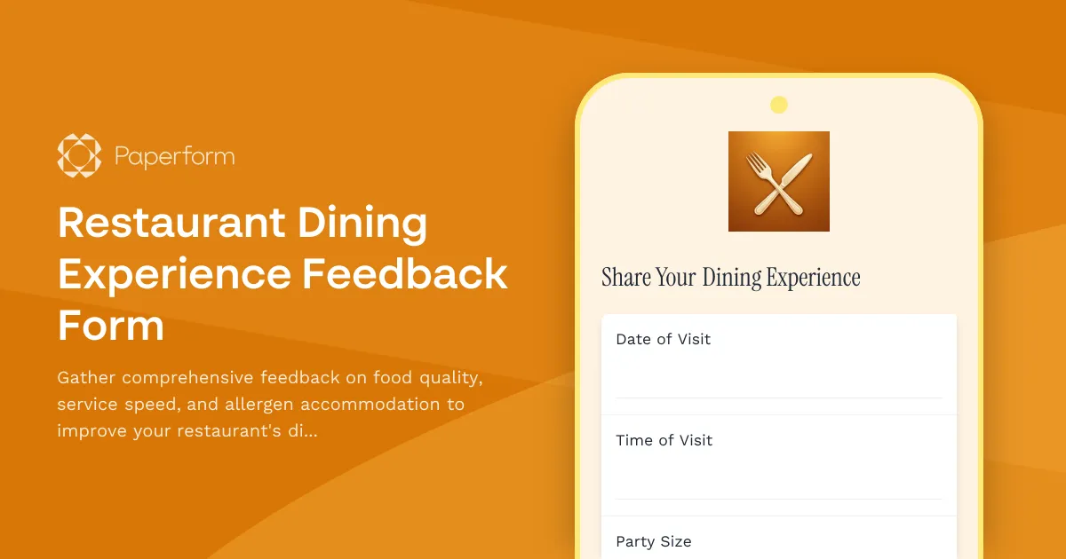 Restaurant Dining Experience Feedback Form