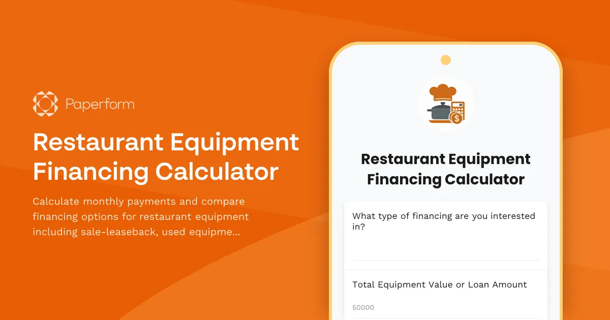 Restaurant Equipment Financing Calculator