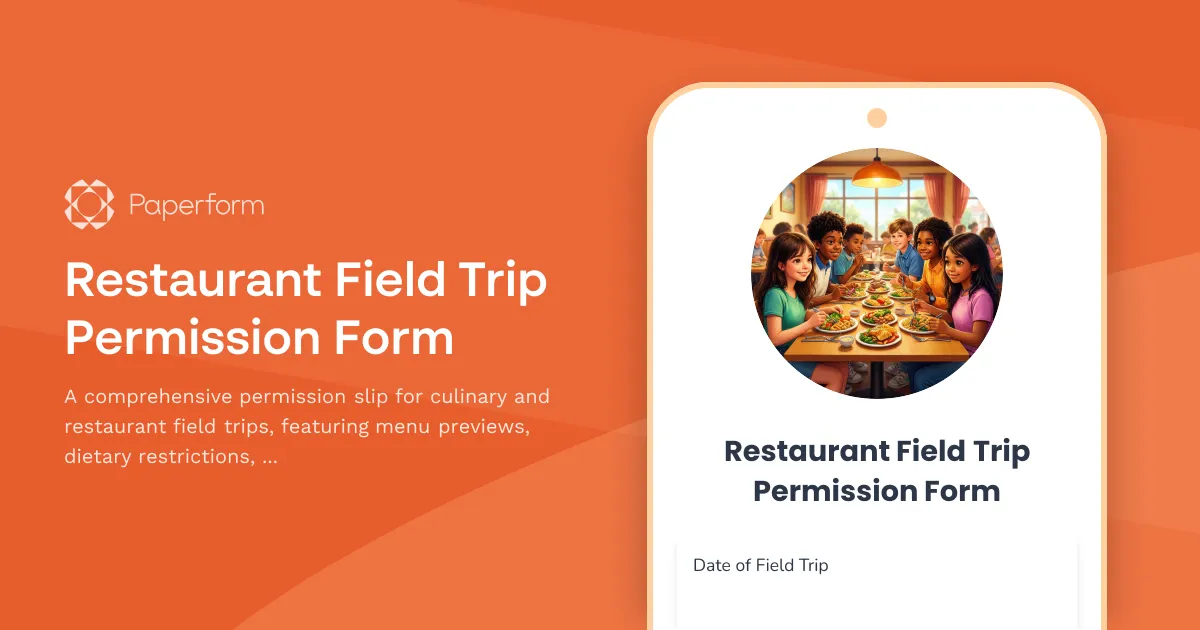 Restaurant Field Trip Permission Form