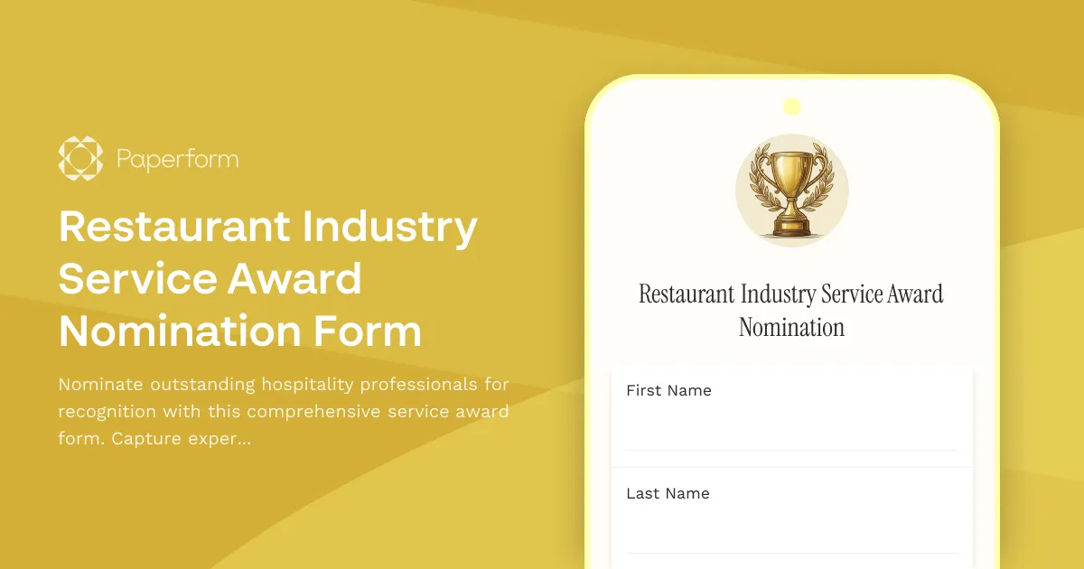 Restaurant Industry Service Award Nomination Form