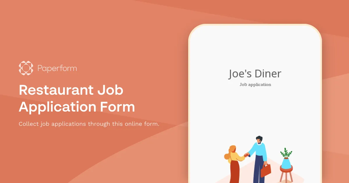 Restaurant Job Application Form