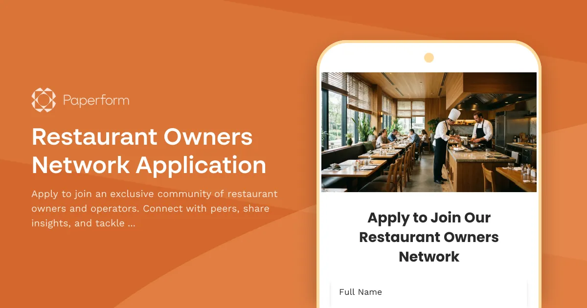 Restaurant Owners Network Application