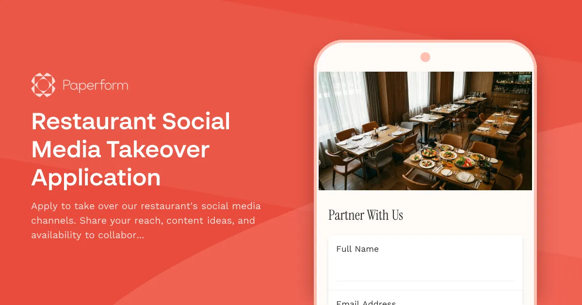 Restaurant Social Media Takeover Application