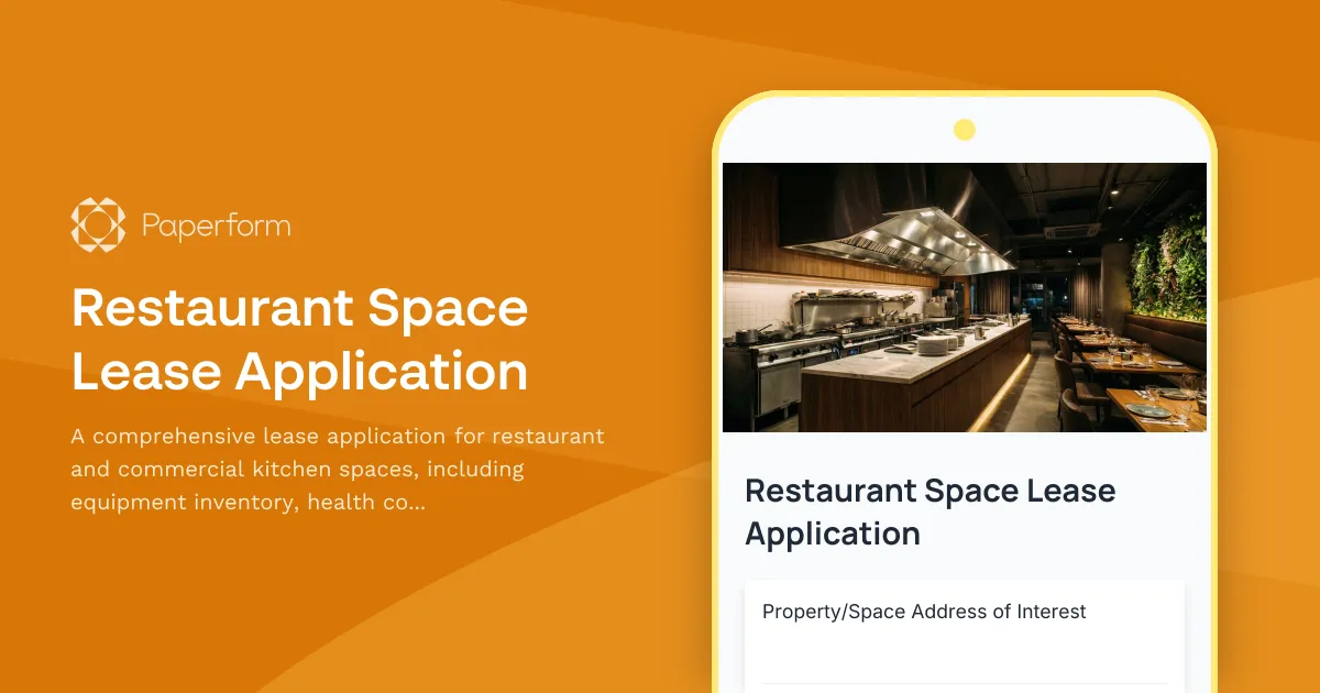 Restaurant Space Lease Application