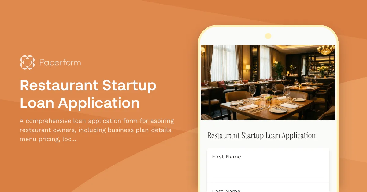 Restaurant Startup Loan Application