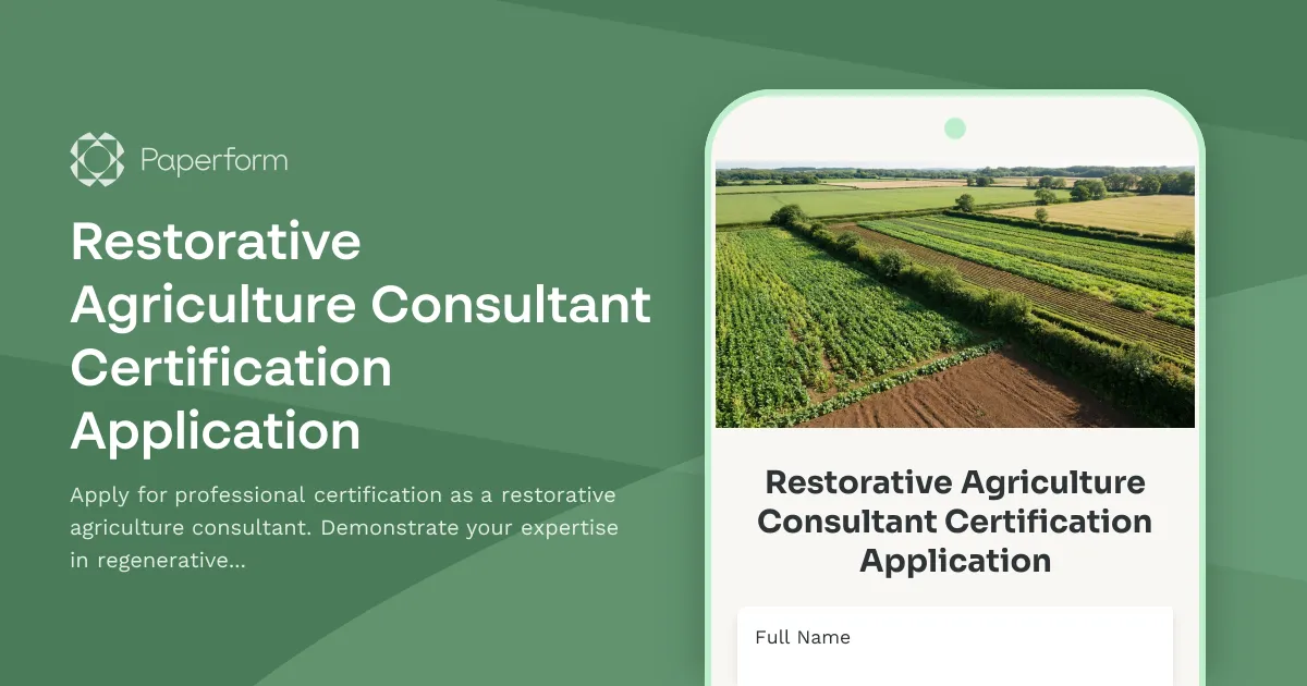 Restorative Agriculture Consultant Certification Application