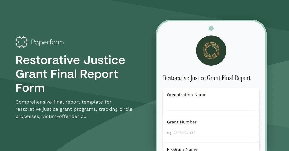Restorative Justice Grant Final Report Form