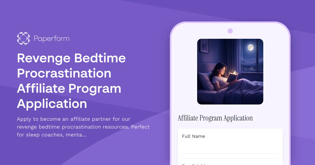 Revenge Bedtime Procrastination Affiliate Program Application