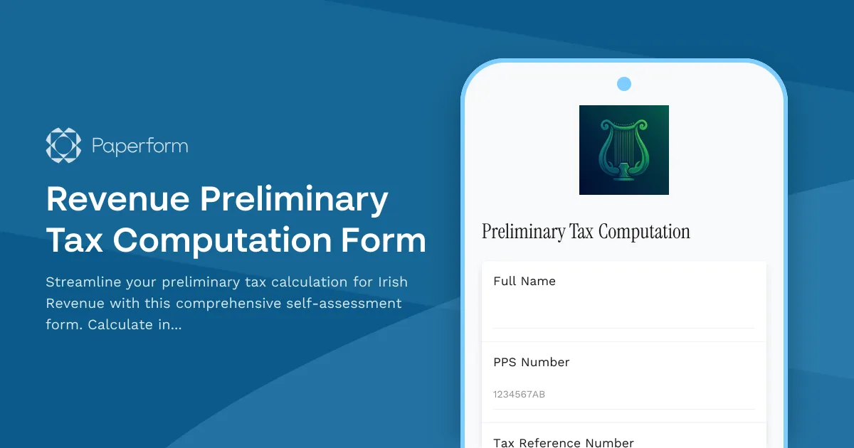 Revenue Preliminary Tax Computation Form
