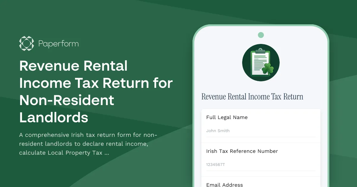 Revenue Rental Income Tax Return for Non-Resident Landlords