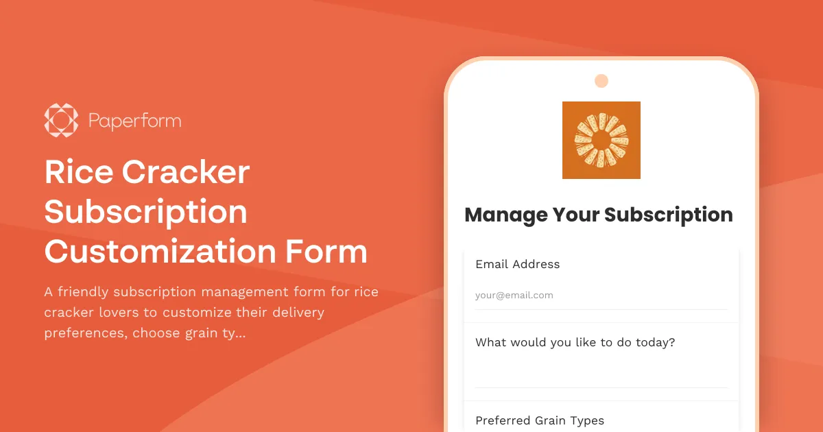 Rice Cracker Subscription Customization Form Template | Paperform ...