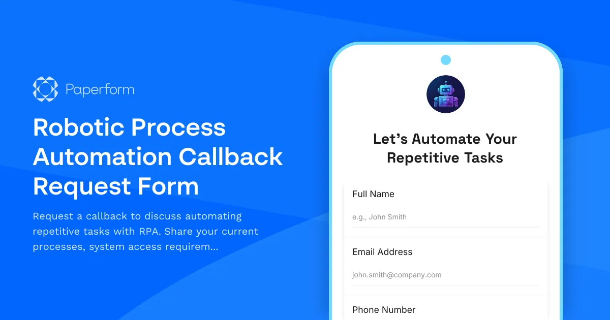 Robotic Process Automation Callback Request Form