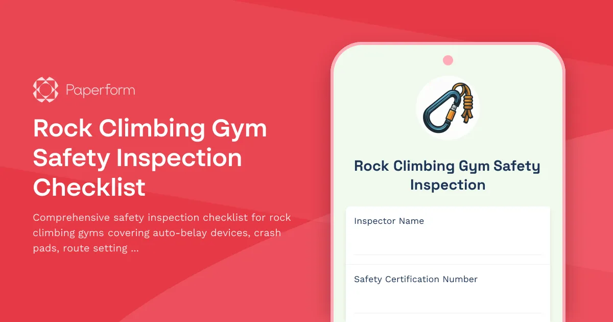 Rock Climbing Gym Safety Inspection Checklist
