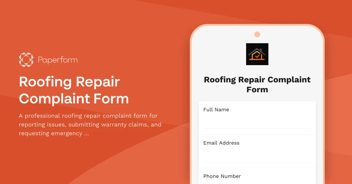 Roofing Repair Complaint Form