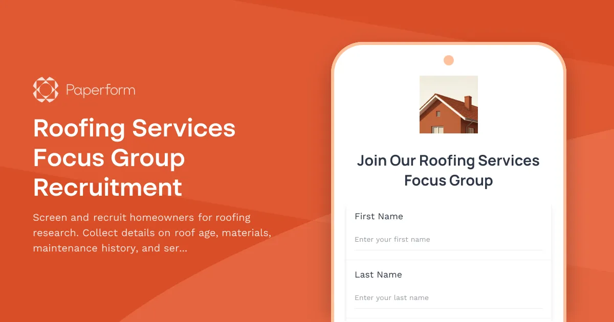 Roofing Services Focus Group Recruitment