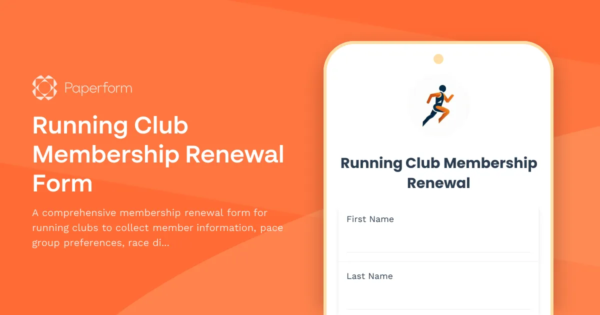 Running Club Membership Renewal Form